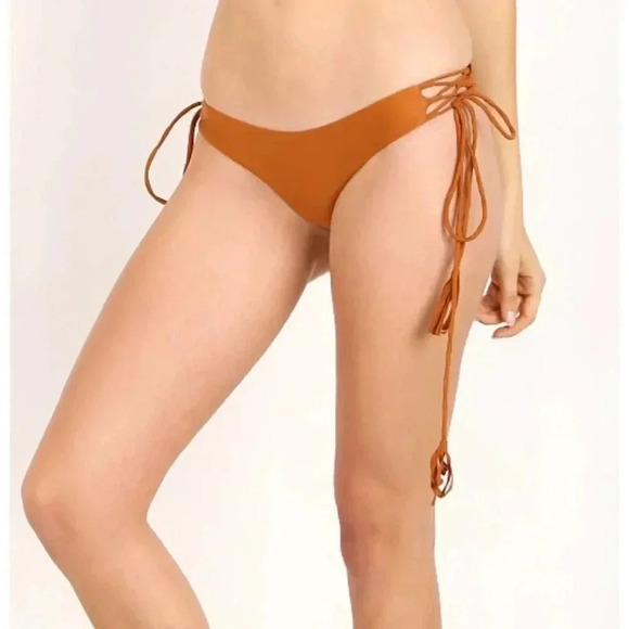 Kaohs Gypsy Bikini Bottom Small Tassel Bronze Seamless Skimpy Lace Up USA Womens - Picture 1 of 7